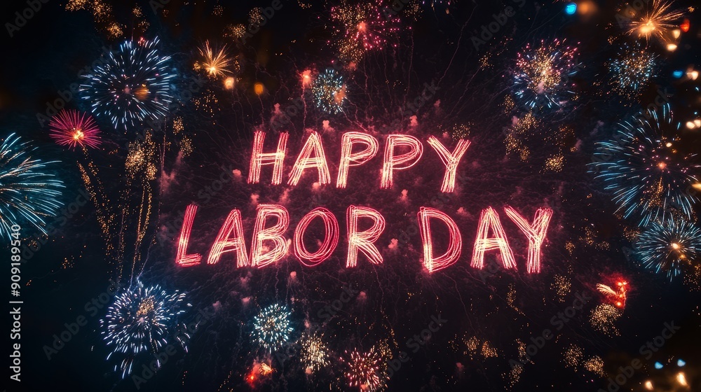 Happy Labor day fireworks. Night sky celebration Happy Labor day fireworks. Night sky celebration