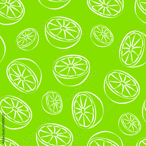 Seamless background with lemons. Lemons on a bright background. Linear drawing of fruits. Endless background