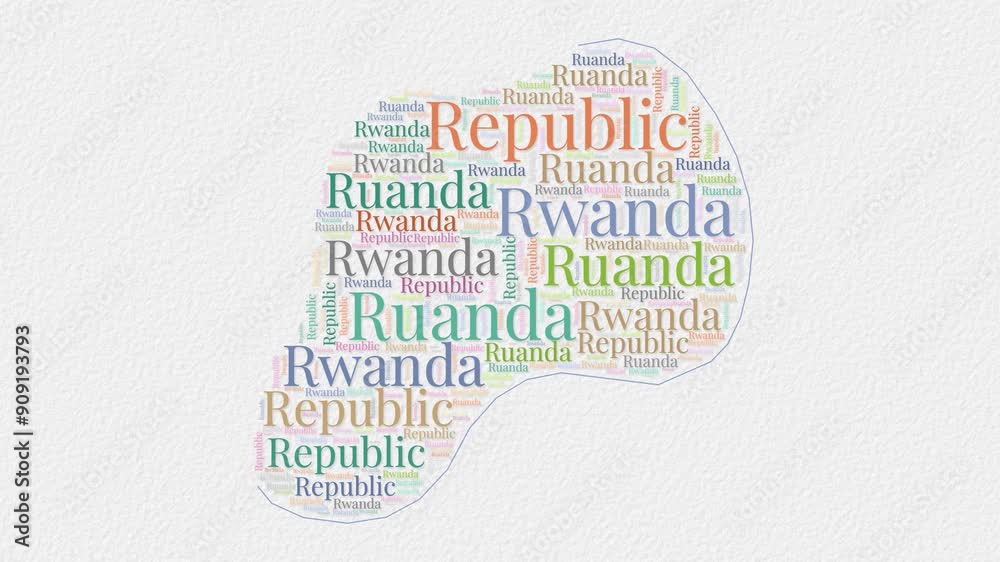 Rwanda logo animation. Rwanda boundary word cloud animation. Video of ...