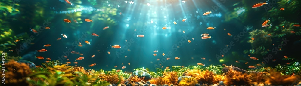 Fototapeta premium Lake restoration initiative with fish population studies, [lake restoration], [fish population study]