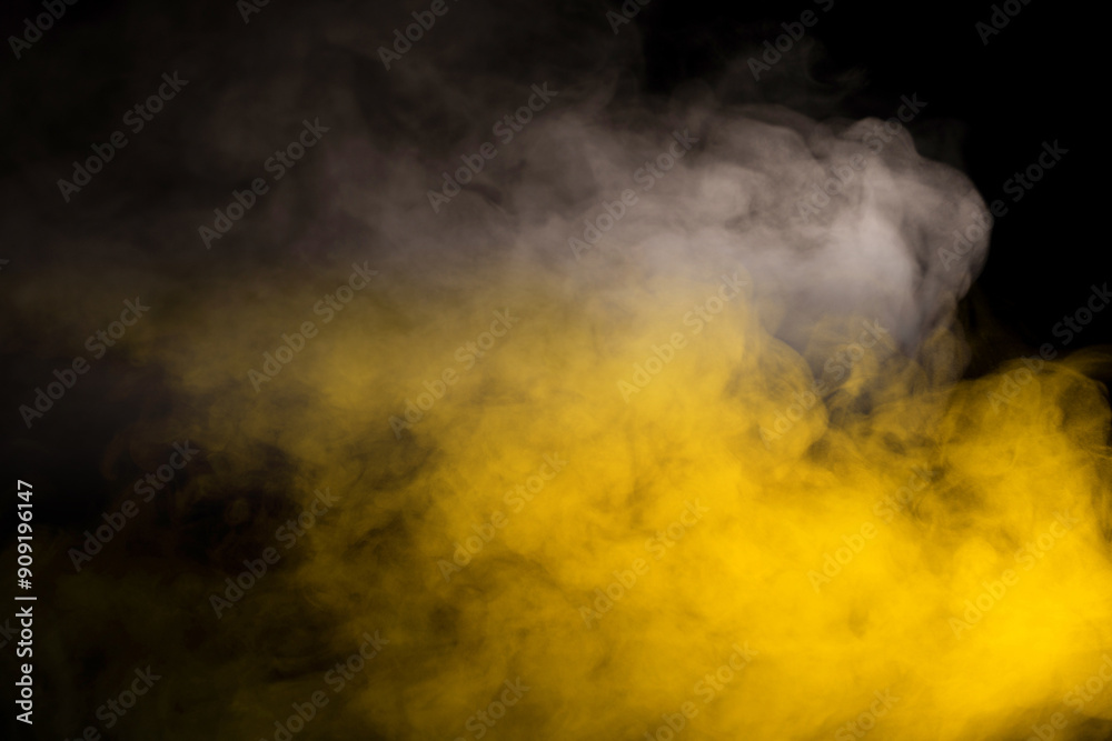 Yellow steam on a black background. Yellow steam on a black background.