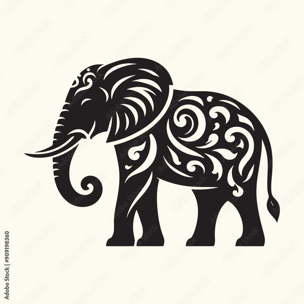 Fototapeta premium Elephant Animal Silhouette Vector Illustration Design