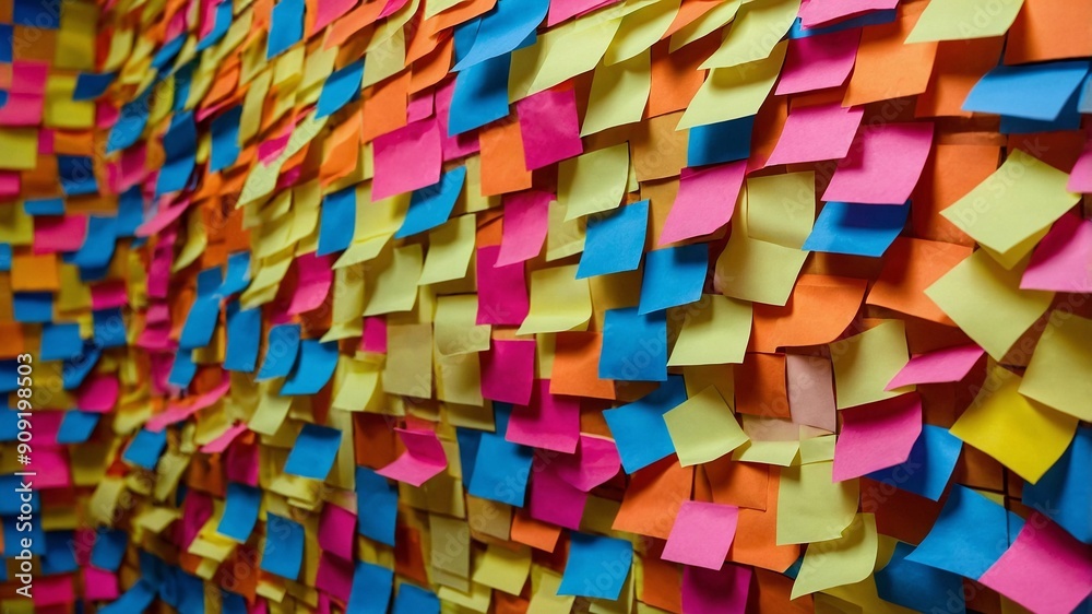 Stickers for notes, reminders. Wall with stickers Stickers for notes, reminders. Wall with stickers