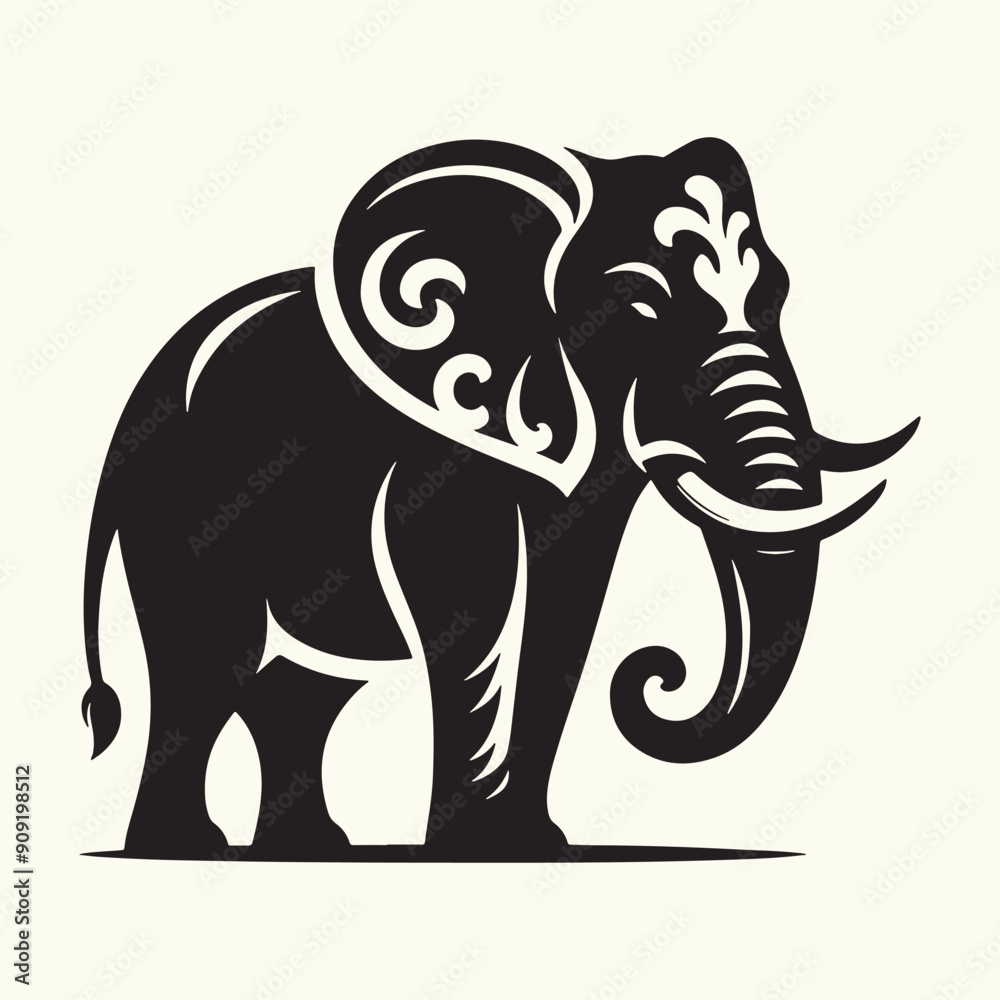 Obraz premium Elephant Animal Silhouette Vector Illustration Design