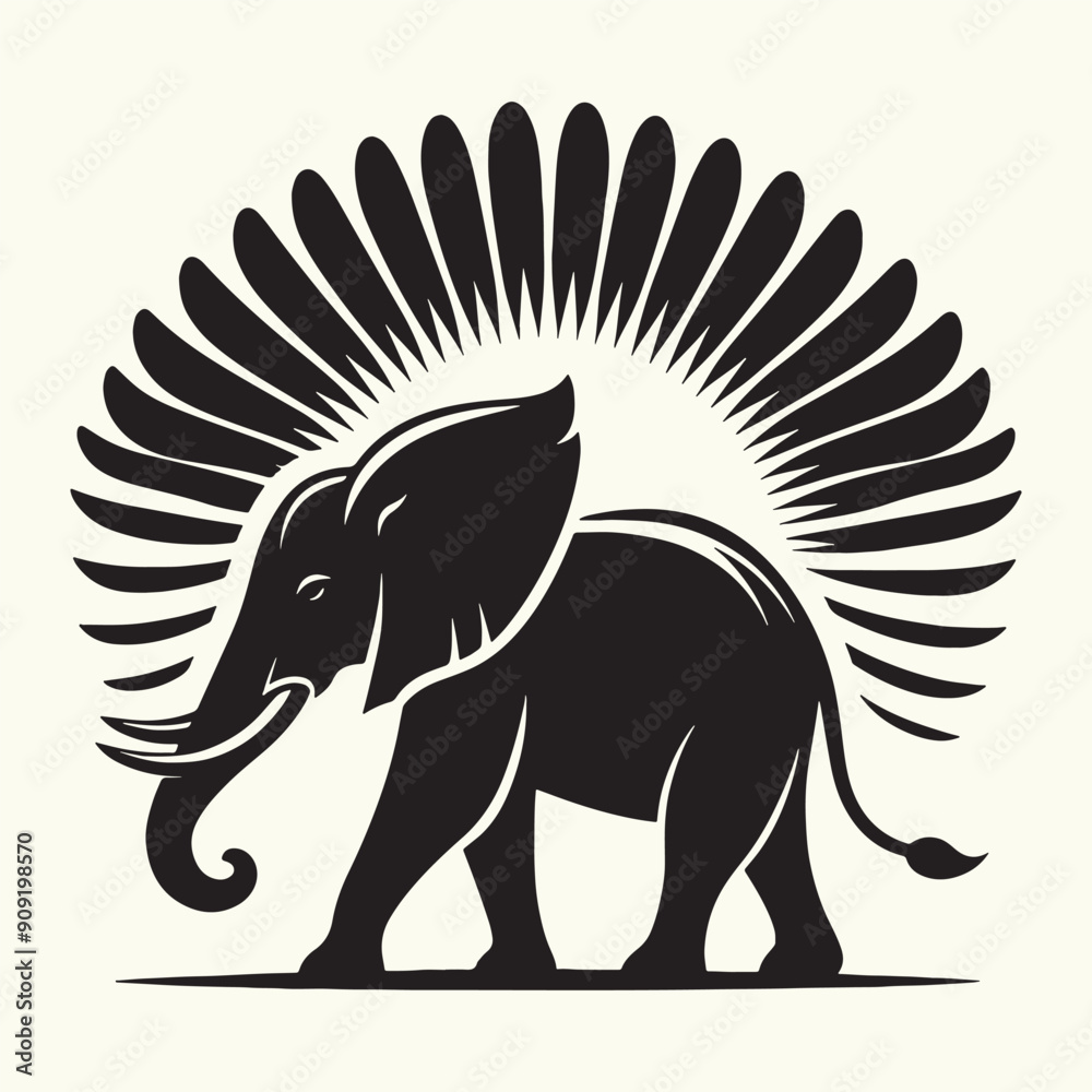 Obraz premium Elephant Animal Silhouette Vector Illustration Design