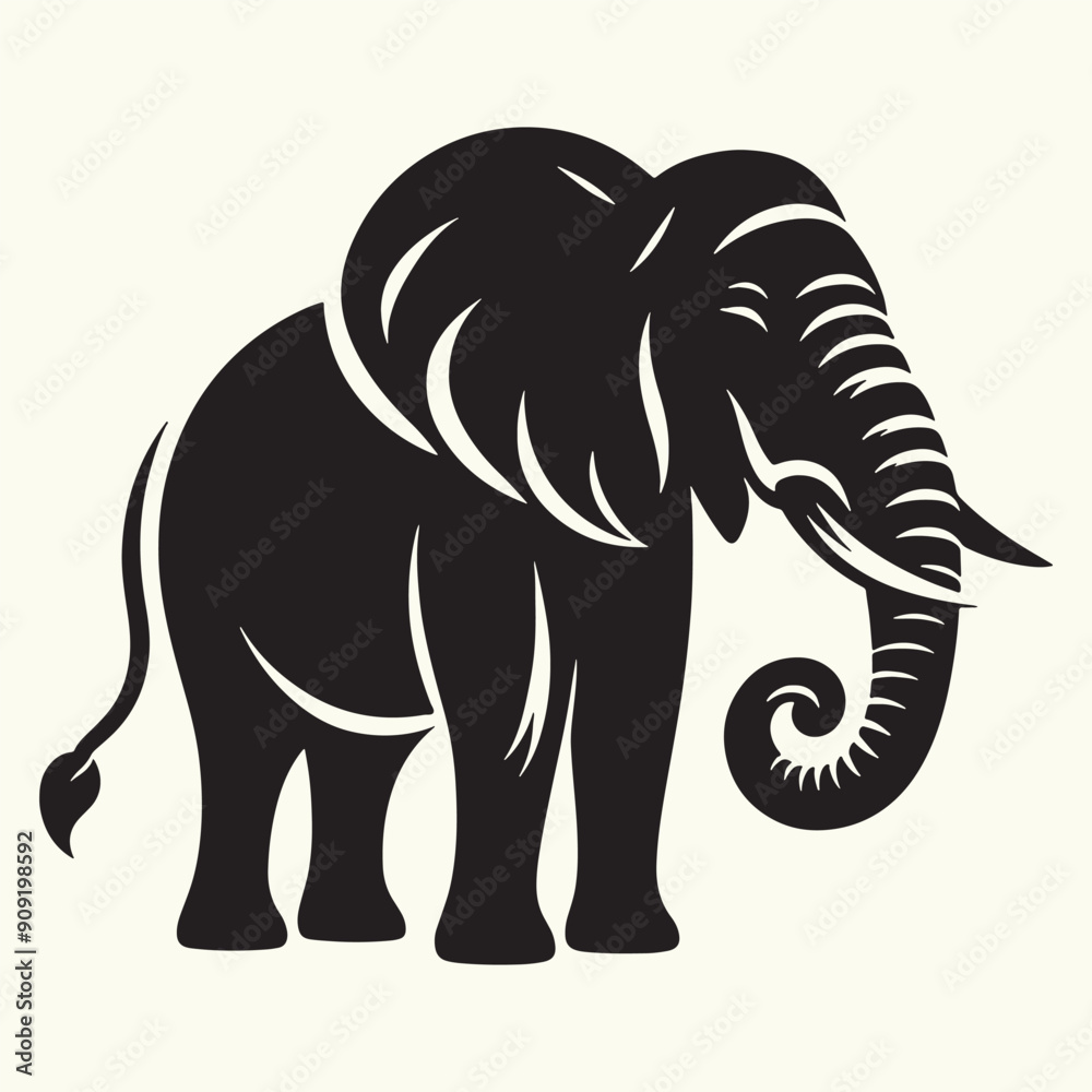 Obraz premium Elephant Animal Silhouette Vector Illustration Design