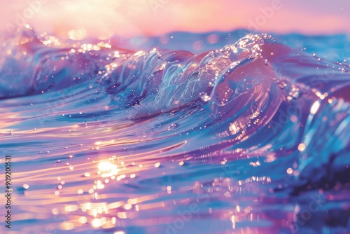 Fototapeta Naklejka Na Ścianę i Meble -  A detailed view of an ocean wave breaking on the surface, ideal for use in nature and outdoor-themed projects