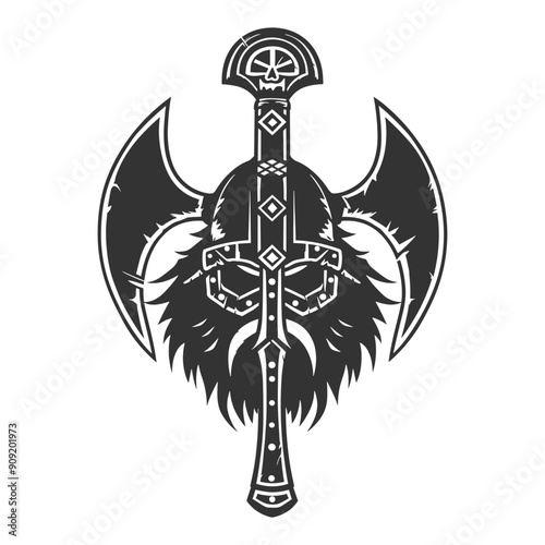 Barbarian Illustration Clip Art Design Shape Logo. Symbol of Class Silhouette Icon Vector.