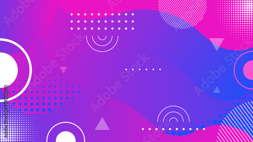 Creative abstract geometric background with gradient color style and circles with curvy shapes element. Pink blue background design. Geometric background design. Pink blue gradient