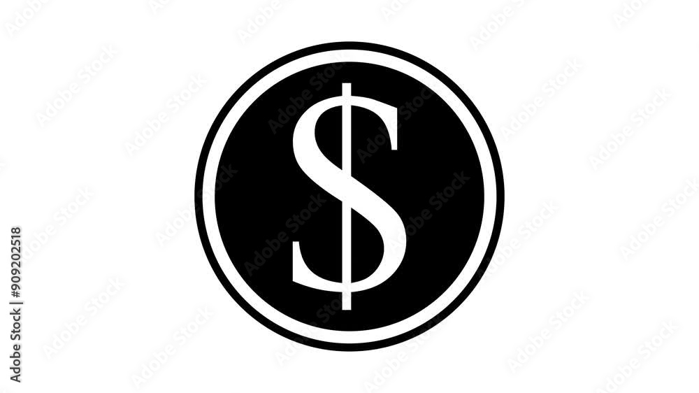 dollar icon animation. Dollar on circle sign animation. 4k dollar icon animation. Dollar on circle sign animation. 4k