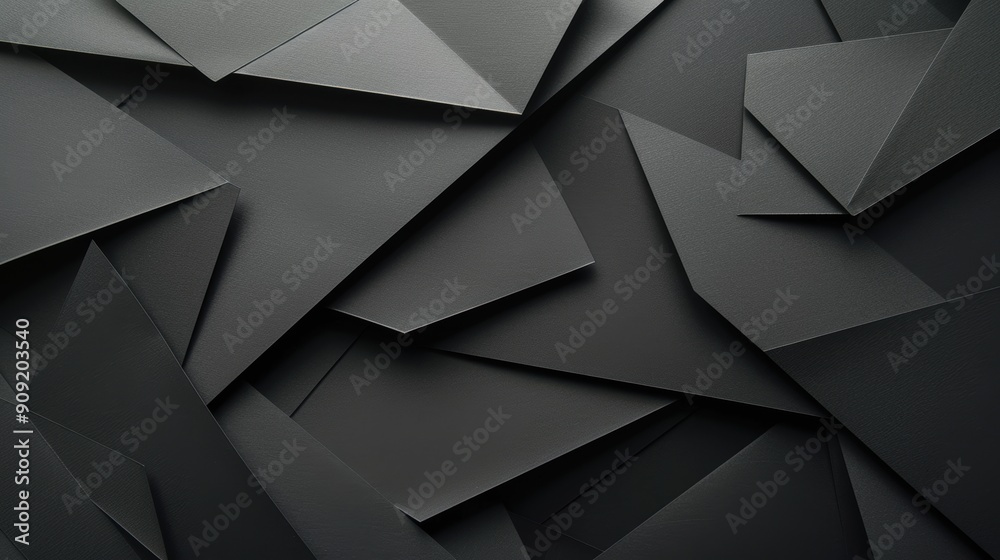 Flat cut paper overlays geometric shapes with soft shadows in black shades. Flat cut paper overlays geometric shapes with soft shadows in black shades.