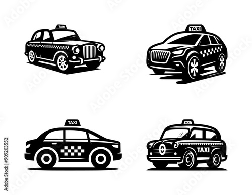 vector set of taxi car icon