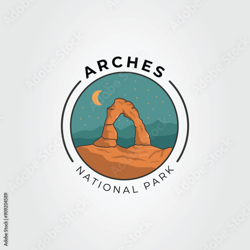 arches national park logo or utah united states landmark symbol vector illustration design