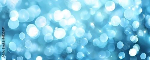 Abstract blue bokeh lights background, festive holiday abstract concept