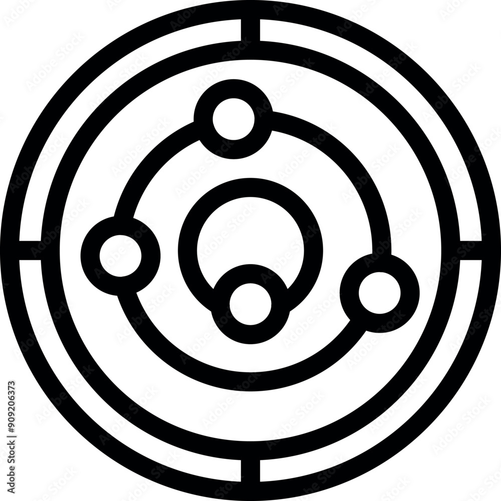 Simple line icon representing planets orbiting around the sun, perfect for projects related to astronomy and education Simple line icon representing planets orbiting around the sun, perfect for projects related to astronomy and education