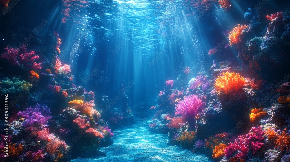 Vibrant underwater scene of a coral reef with colorful corals and fish. Ideal for marine life themes, ocean conservation, and nature backgrounds Vibrant underwater scene of a coral reef with colorful corals and fish. Ideal for marine life themes, ocean conservation, and nature backgrounds