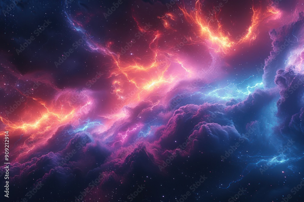Fototapeta premium Cosmic Storm: A Celestial Display of Light and Color