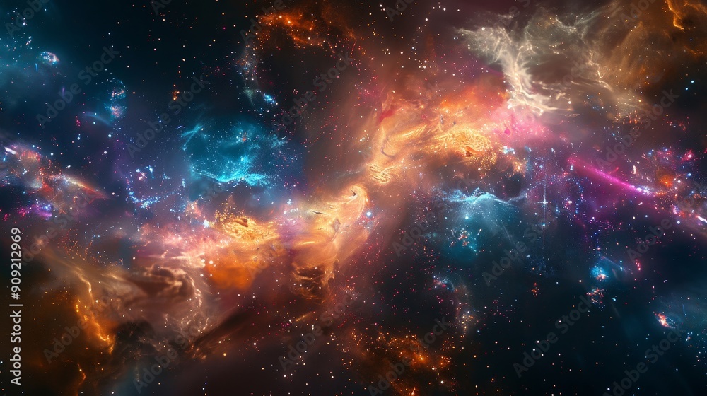 Vibrant cosmic background with stars, nebulae, and galaxies Vibrant cosmic background with stars, nebulae, and galaxies