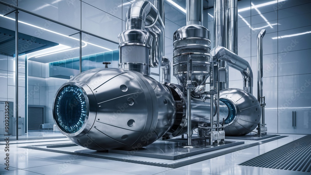 Fototapeta premium Advanced Carbon Capture Technology in a Futuristic Industrial Facility