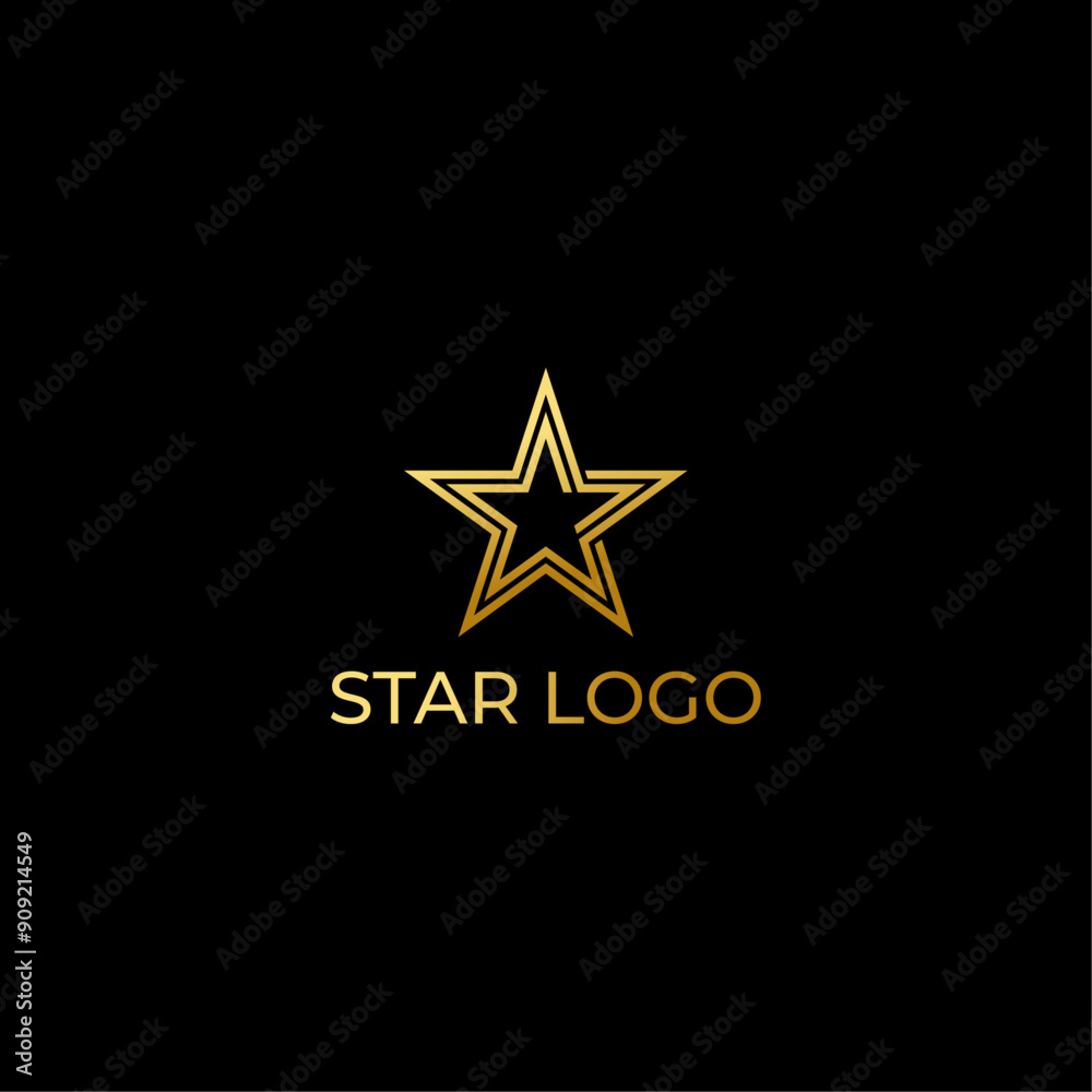 Luxury Gold Star logo design concept isolated on black background. Luxury Gold Star logo design concept isolated on black background.