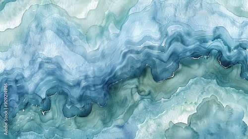 Abstract marbled texture featuring deep blue and turquoise fluid waves providing a sophisticated background for graphic design projects.