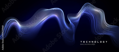 Abstract glowing geometric lines on dark background. Futuristic technology concept for AI and all Digital Communications.