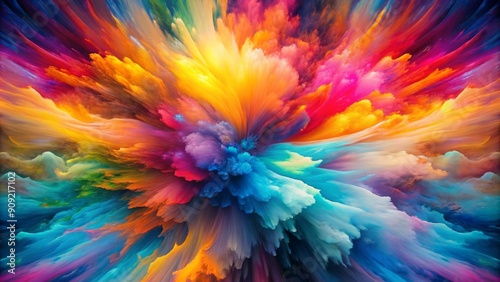Wallpaper Mural Chromatic Burst, digital art, abstract, vibrant colors, explosion, painting, digital Torontodigital.ca