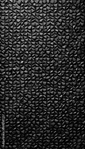 A textured black surface with wavy, undulating patterns resembling crumpled fabric or paper. The design creates a sense of depth and movement, ideal for backgrounds or abstract art.