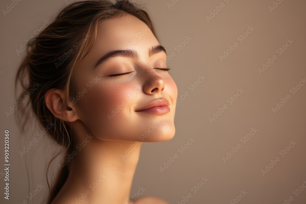 A close up of a girl's face with her eyes closed A close up of a girl's face with her eyes closed