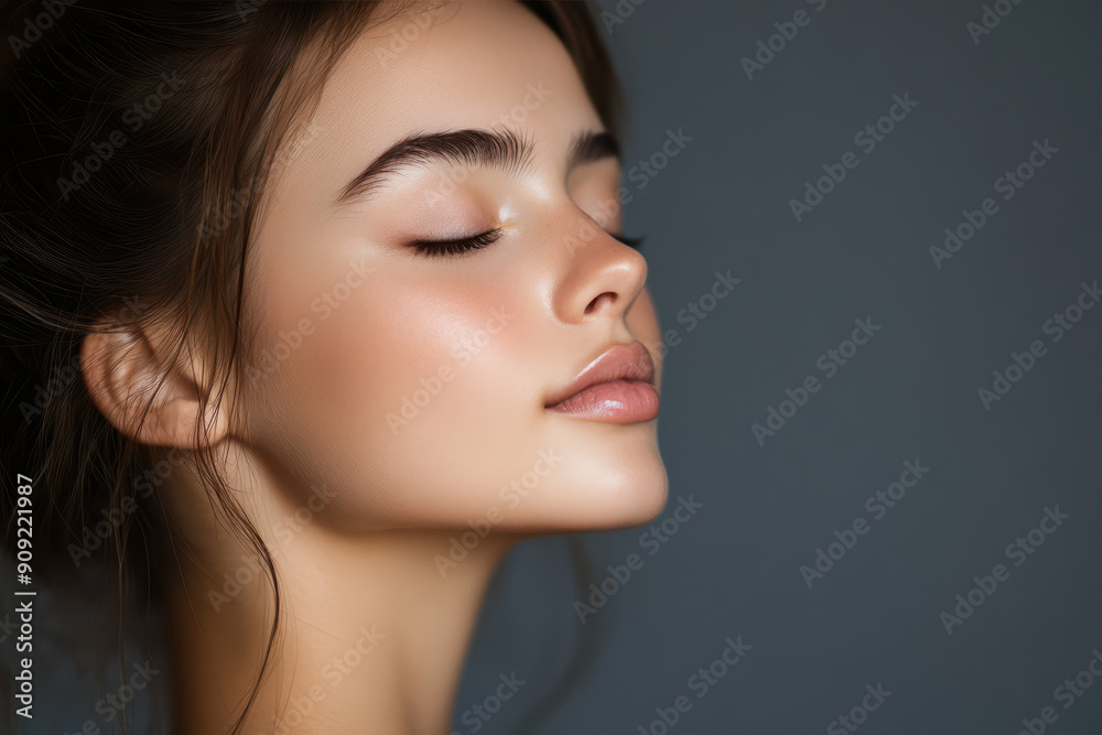 A close up of a girl's face with her eyes closed A close up of a girl's face with her eyes closed