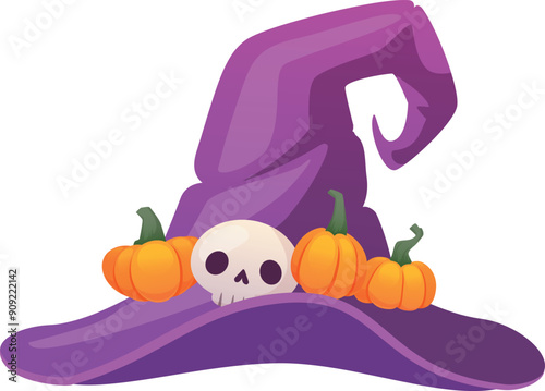 Witch cap cartoon icon. Halloween autumn hat