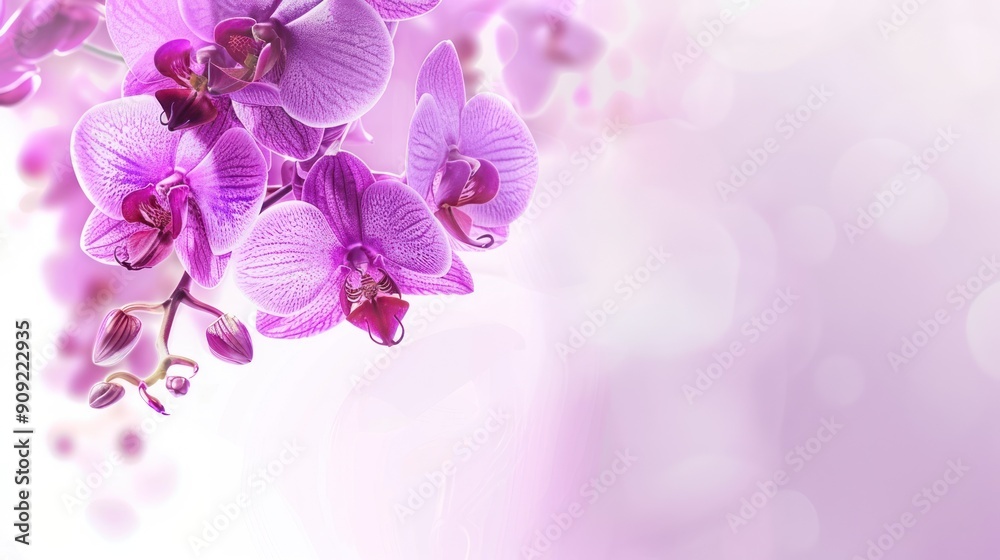Naklejka premium Orchid Flowers on Soft Pink Background