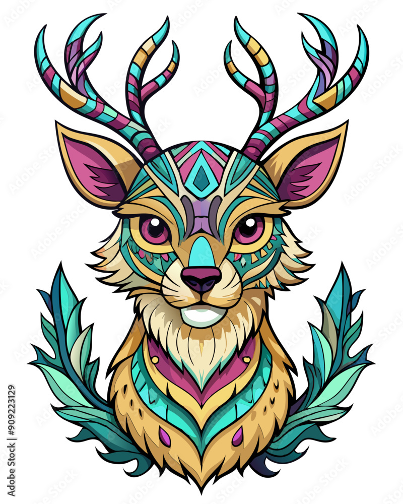 Naklejka premium deer vector colorful t-shirt design,deer transparent background printable svg design