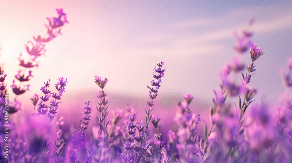 Naklejka premium Lavender Field at Sunset