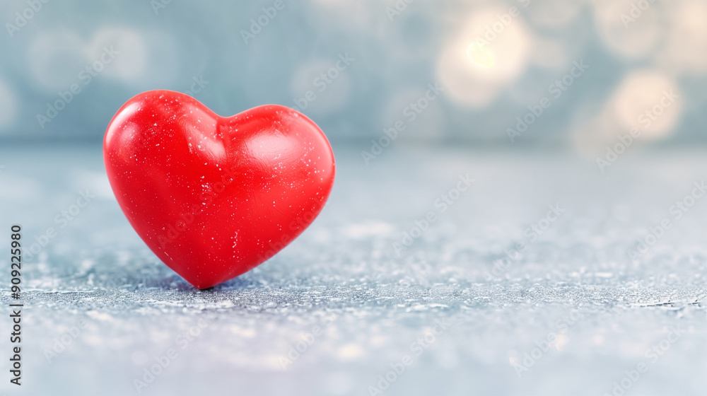 Fototapeta premium Heart Symbol of Love and Emotion. Vibrant Red Heart on a Soft Focus Background. Romantic and Heartfelt Imagery for Celebrating Love