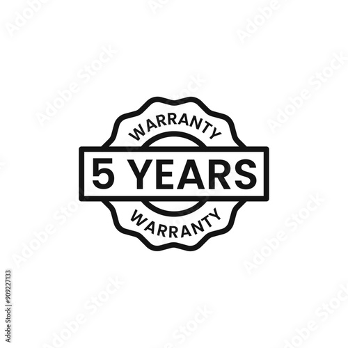 5 year Warranty icon isolated on white background