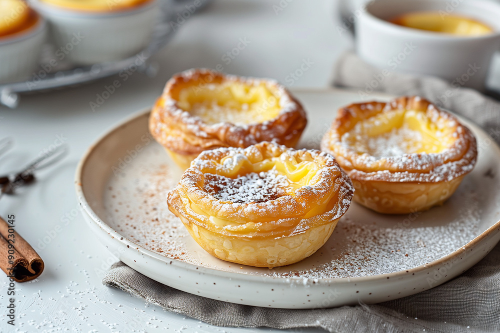 Traditional Portuguese custard tarts or Pastel de Nata Traditional Portuguese custard tarts or Pastel de Nata