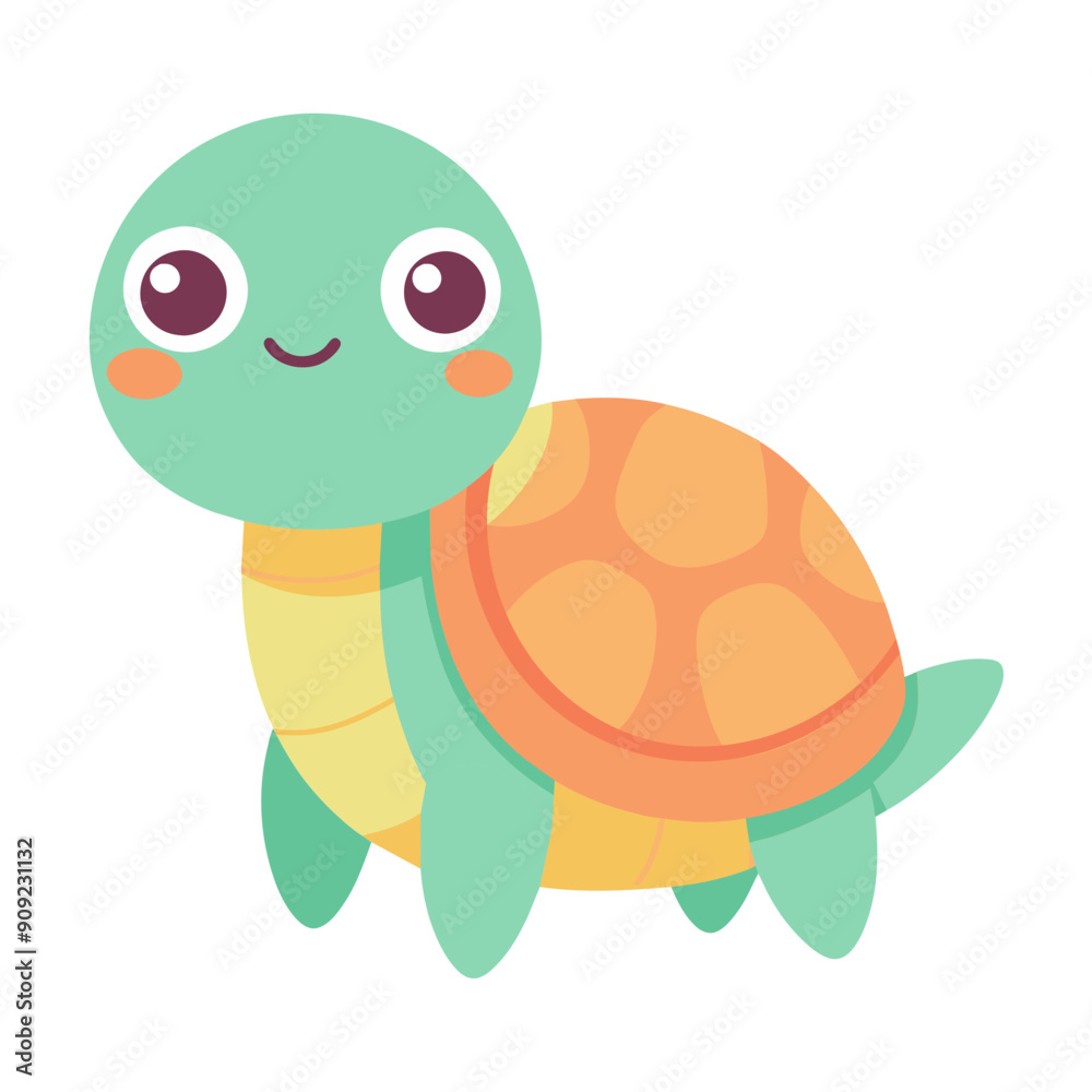 Fototapeta premium Turtle, cute animal vector, suitable for kids, education, edutainment, fabric, wallpaper, apparel.