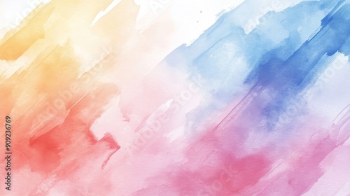 Abstract Watercolor Brush Strokes in Pastel Colors - Stock Image