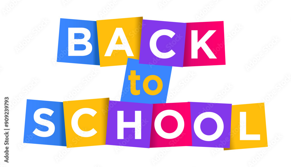 Back to school word. Banner with the text colored. Vector illustration Back to school word. Banner with the text colored. Vector illustration