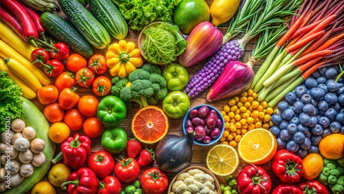 Many kinds of vegetables and fruits in the market Generate AI