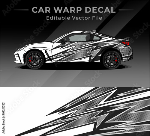 Illustration Car Warp Decal Vector Motif With Mockup Car  Creative 