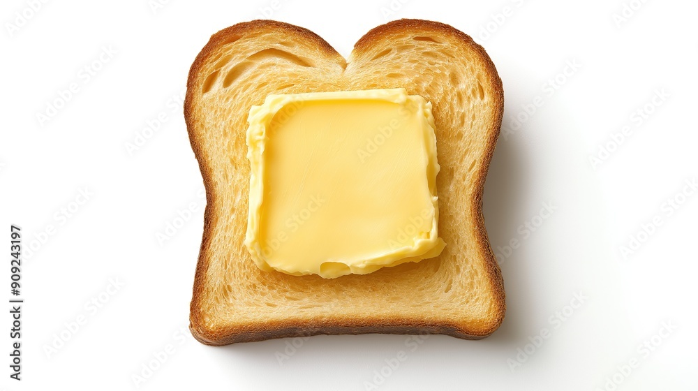 one single toast bread with milk butter spread isolated on white background one single toast bread with milk butter spread isolated on white background