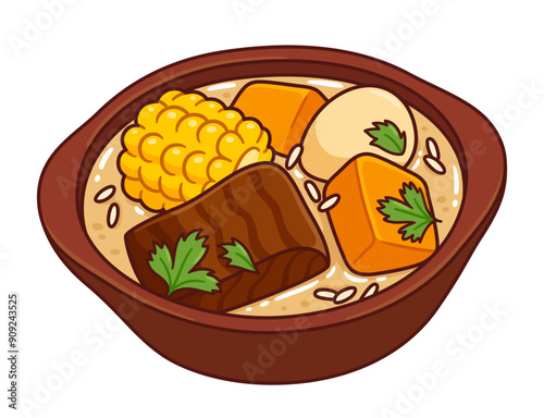 Cazuela traditional Chilean beef soup