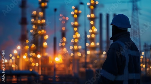 Cybersecurity Worker Silhouette Monitoring Critical Infrastructure at Night