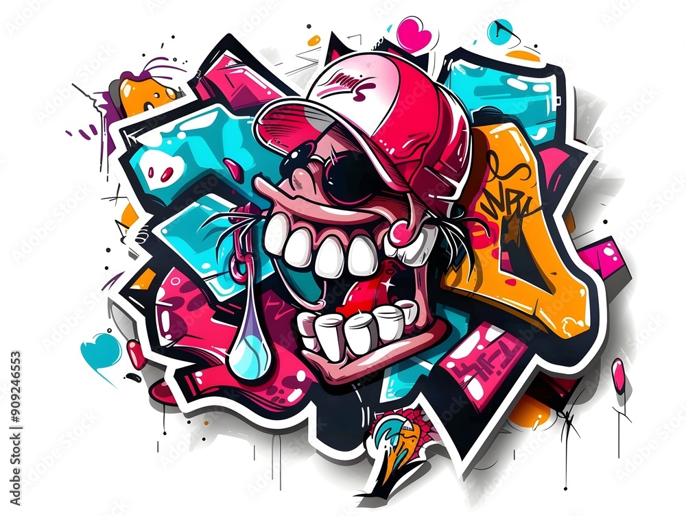 Stylish Streetwear Graffiti Sticker Design for Apparel and Merchandise Stylish Streetwear Graffiti Sticker Design for Apparel and Merchandise