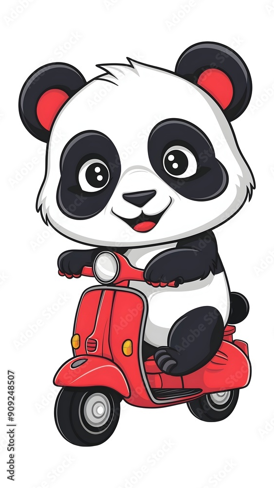 panda and scooter cartoon panda and scooter cartoon