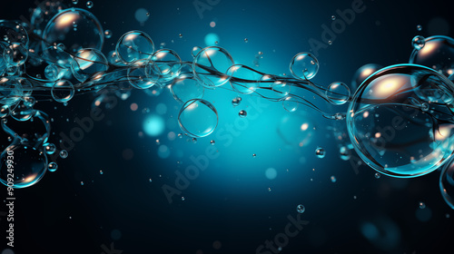 Blue Soap Bubbles on Black Background, Abstract Image, Texture, Pattern Background, Wallpaper, Cover and Screen of Smartphone, Cell Phone, Computer, Laptop, 9:16 and 16:9 Format