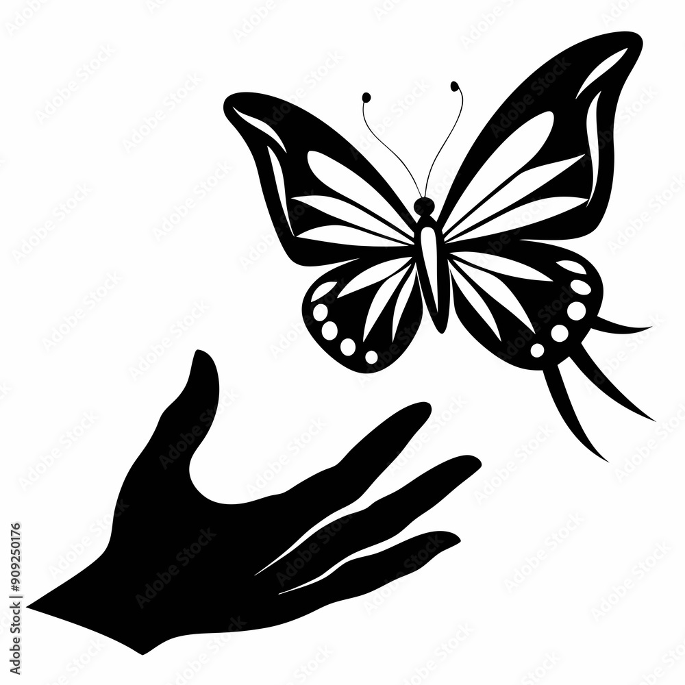 butterfly on a hand butterfly on a hand