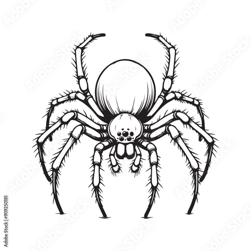 Spider line art coloring page vector illustration